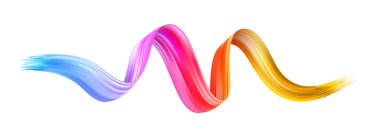 Renkli fırça darbesi. Kurdele hattı izole edildi. Gerçekçi ses dalgası. Beyaz arka planda izole edilmiş sıvı boya şekli. Tasarım projen için kapak sayfası. Gerçek vektör çizimi girdap bulanıklığı.