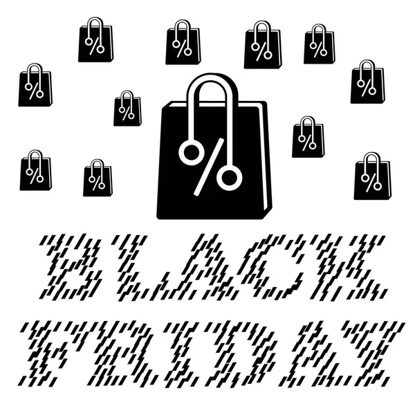 Siyah Cuma Satış Vektör Şablonu Kağıt Çanta Afiş Alışveriş Kağıt — Stok Vektör