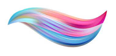 Renkli fırça darbesi. Kurdele hattı izole edildi. Gerçekçi ses dalgası. Beyaz arka planda izole edilmiş sıvı boya şekli. Tasarım projen için kapak sayfası. Gerçek vektör çizimi girdap bulanıklığı.