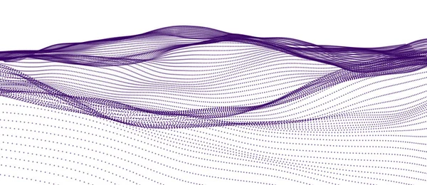 3D deniz noktalar dalga izole akışta beyaz arka plan. Dinamik parçacık akışı. Zincir düğüm. Menekşe dizi yüzey parıldıyor. Güzel vektör soyut şekilleri.