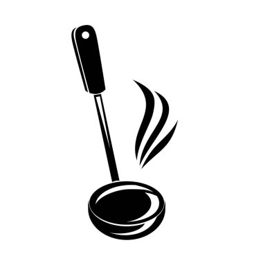 Mutfak kepçe çorba duman aşçı simgesi, basit tarzı
