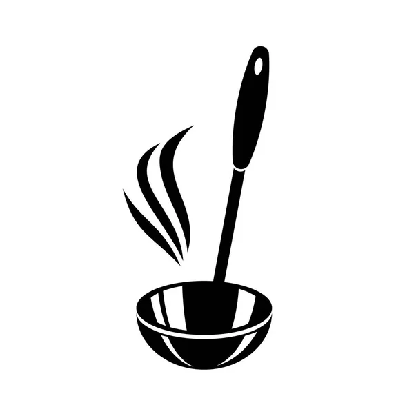 Mutfak kepçe çorba duman aşçı simgesi, basit tarzı — Stok Vektör