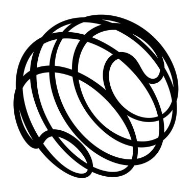 Çizgili küre. Yuvarlak soyut daire vektör işareti.