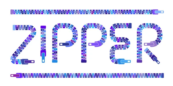 Zipper ord blsck enkel stil bokstäver som. — Stock vektor