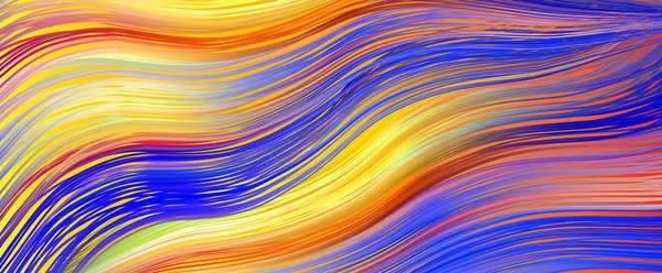 Coup de pinceau flux d'or coloré. Ligne courbée cheveux . — Image vectorielle