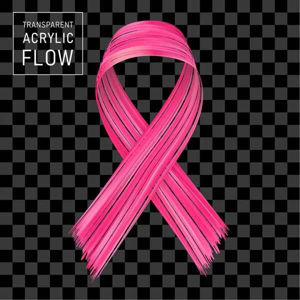 Roze lint stroom, borst kanker bewustzijn symbool — Stockvector