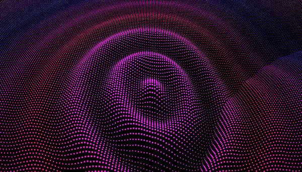 Effet ondulé ondulé 3D particule. Surface de grille de couleur — Image vectorielle