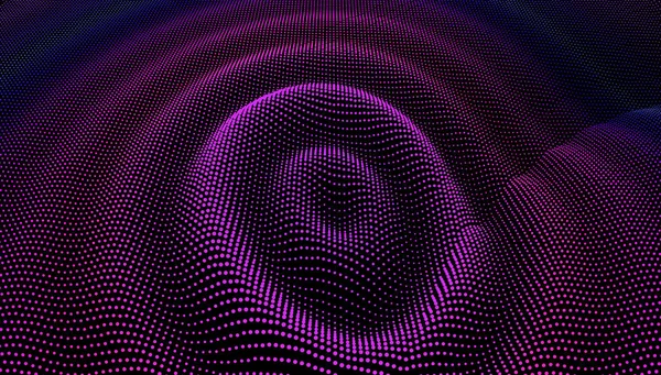 Partícula 3D efecto ondulado ondulado. Color Superficie de rejilla — Vector de stock