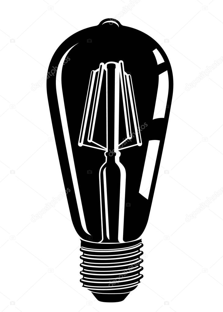 Retro watt bulbs. Light lamp vintage simple logo