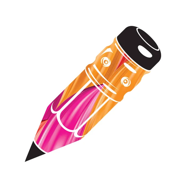Renkli kalem simgesi. Gerçekçi akış boya aracı. — Stok Vektör