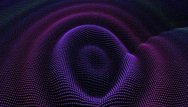 Parçacık 3d dalgalı dalgalanma etkisi. Renk Izgara yüzeyi