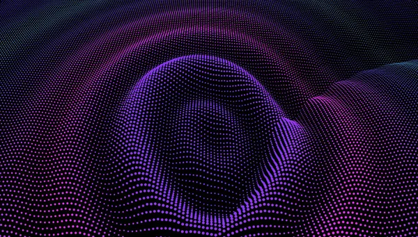 Effetto ondulazione ondulato di particelle 3D. Superficie griglia colore — Vettoriale Stock