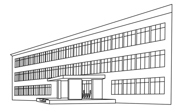 Edificio de la escuela Vector House Fasade College Front — Vector de stock