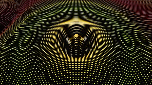 Partícula 3D efecto ondulado ondulado. Color Superficie de rejilla — Archivo Imágenes Vectoriales