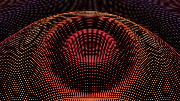 Efekt vlnovky částic 3D. Povrch barevné mřížky — Stock fotografie