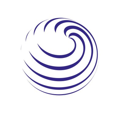 Çizgili küre. Yuvarlak soyut daire vektör işareti.