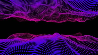 3D parlayan dijital dalga parçacıkları. Gelecekçi Hud