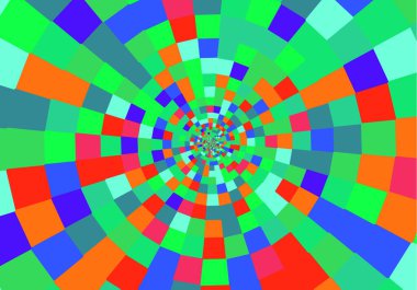 Geometrik renkli desen kiremit üst daire huni