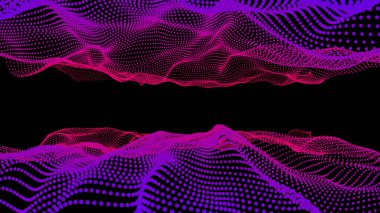 3D parlayan dijital dalga parçacıkları. Gelecekçi Hud