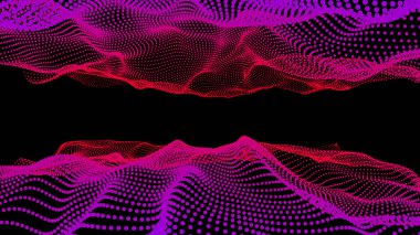 3D parlayan dijital dalga parçacıkları. Gelecekçi Hud