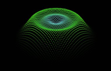 Düğüm yüzeyi, parlayan deniz dalgası. Veri bırakma bilgisi. Dinamik parçacıklardan istatistiksel akış. Düğüm zinciri. Kavşakların renkli ışıkları parıldıyor.
