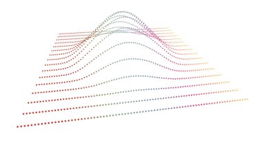 Nokta verinin dağıtım fonksiyonunun hacmindeki veri dilimi. Üç boyutlu analitik bilgi akışı. Bilim bağlamında dağın çıkıntısı.