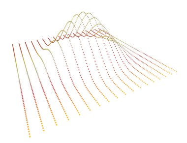 Nokta verinin dağıtım fonksiyonunun hacmindeki veri dilimi. Üç boyutlu analitik bilgi akışı. Bilim bağlamında dağın çıkıntısı.