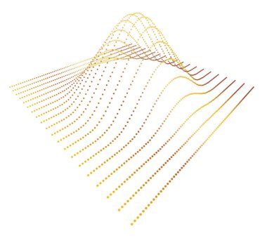 Nokta verinin dağıtım fonksiyonunun hacmindeki veri dilimi. Üç boyutlu analitik bilgi akışı. Bilim bağlamında dağın çıkıntısı.