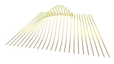 Nokta verinin dağıtım fonksiyonunun hacmindeki veri dilimi. Üç boyutlu analitik bilgi akışı. Bilim bağlamında dağın çıkıntısı.