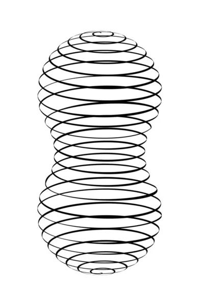 らせんリボンからの分子 ベクターロゴ 簡単なアウトラインボリュームサイン アブストラクトは2つの中心から直線を回転させる ダブルスター3Dデザイン — ストックベクタ