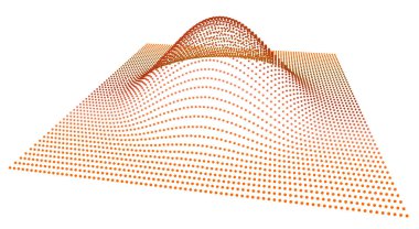 Nokta verinin dağıtım fonksiyonunun hacmindeki veri dilimi. Üç boyutlu analitik bilgi akışı. Bilim bağlamında dağın çıkıntısı.