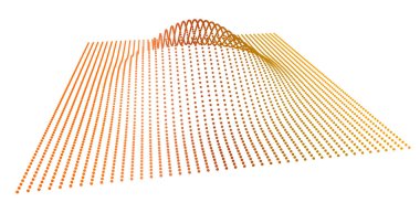 Nokta verinin dağıtım fonksiyonunun hacmindeki veri dilimi. Üç boyutlu analitik bilgi akışı. Bilim bağlamında dağın çıkıntısı.