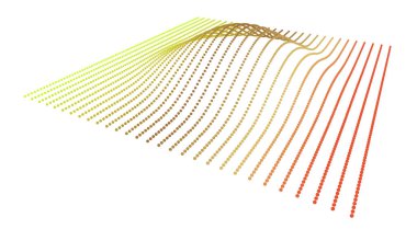 Nokta verinin dağıtım fonksiyonunun hacmindeki veri dilimi. Üç boyutlu analitik bilgi akışı. Bilim bağlamında dağın çıkıntısı.