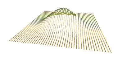 Nokta verinin dağıtım fonksiyonunun hacmindeki veri dilimi. Üç boyutlu analitik bilgi akışı. Bilim bağlamında dağın çıkıntısı.