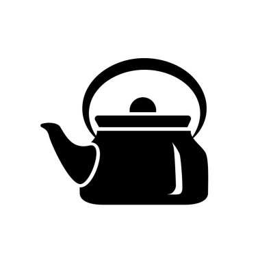 Çaydanlık çeliği vektör simgesi basit siyah stil. Uygulama için basit bir tasarım. Sıcak sıvılar için ideal. Evinde sıcak bir rahatlık. Sabahın yorucu başlangıcı.