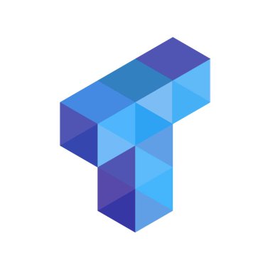 T harfi logo sembolü. Küpler uzayda dizildi. Kübik formlardan yapıcı, bağlı düzlemlerin yapısı. Sıralar sıraya dizilir. İzometrik şekli tahmin ediyorum. Altıgen bilmece açı görünümü.