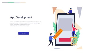 Web sitesi için uygulama geliştirme. Tasarım Web sayfaları. Düz illüstrasyon