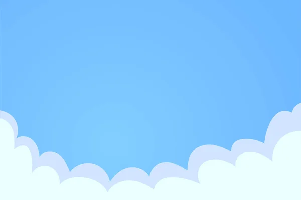 Blauwe hemel met witte wolken achtergrond. Cloud op hemel, platte vectorillustratie met plaats voor tekst. — Stockvector