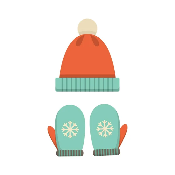 Hat isolated on white background. Winter knitting hat.Vector illustration — Stock Vector