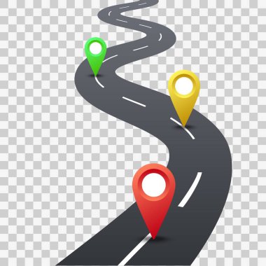 Renk işaretçileri ile yol. Vektör Bilgi Grafiği