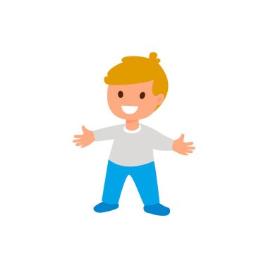 Çocuk. Küçük bir çocuk ayakta. Yalıtılmış düz illüstrasyon.