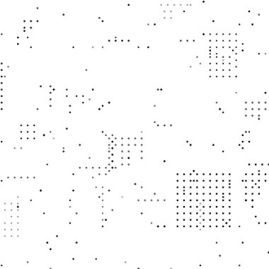 Çeşitli geometrik noktalardan oluşturulmuş soyut desen: daireler, kareler, elmaslar ve noktalar. Elementler bir ızgara deseni içinde dağıtılırlar, bir dijital yapı veya kod hissi yaratırlar..