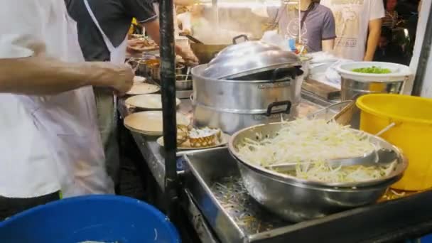 Street Food Cinese Sano Durante Mercato Notturno Yaowarat Road Nella — Video Stock