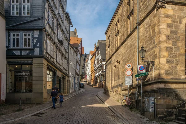 Marburg Germany August 2019 Historic City Center Marburg Traditional Houses — стоковое фото