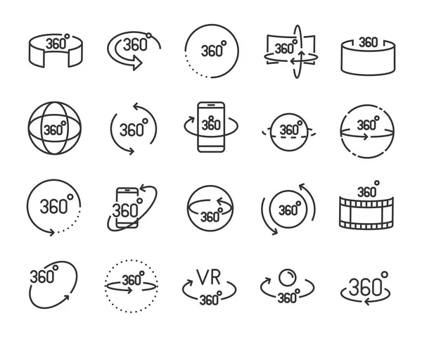 Ensemble Icônes Ligne Vectorielle Telles Que 360Degree Lunettes Rond — Image vectorielle