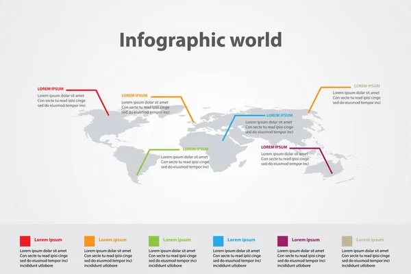 Infografische Länderkarte Internationale Weltfahnen — Stockvektor