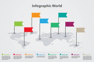 Infographic ülke Dünya Haritası, Uluslararası Dünya bayrakları