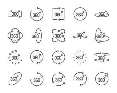 360 derece, Gözlük, yuvarlak gibi vr vektör satırı simgesi ayarla