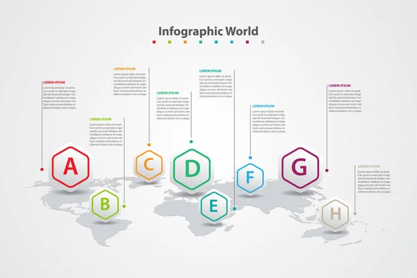 Infographic Country World Map International World Flags — Stock Vector