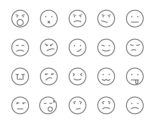 Emoji Vector Lijn Pictogram Set — Stockvector